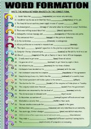 English Worksheet: WORD FORMATION