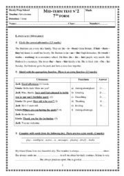 English Worksheet: mid term test n2