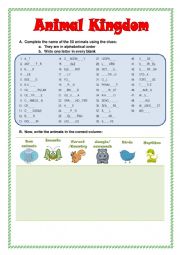 English Worksheet: Animal Kingdom