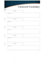 Documents for managing classroom vocabulary