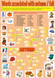 English Worksheet: Words associated with autumn or fall.