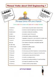 English Worksheet: Phrasal Verbs for Civil Engineering 1