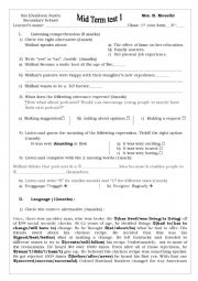 English Worksheet: ordinary test 1 Second year form