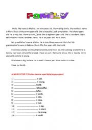 English Worksheet: opposite adjectives with family members