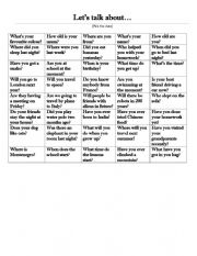 English Worksheet: Speaking slips