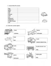 English Worksheet: Transportation