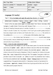 English Worksheet: 9th form test 