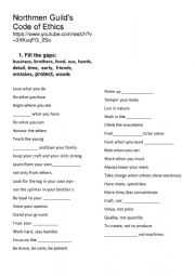 English Worksheet: Northmen Guilds Code of Ethics