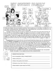 English Worksheet: MY SWEET FAMILY