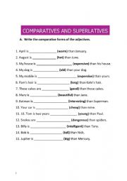 English Worksheet: comperative & superlative