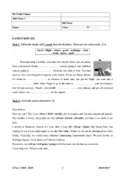 English Worksheet: 8 Test 1 2018-2019