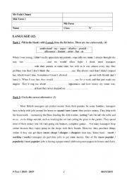 English Worksheet: 9 Test 1 2018-2019