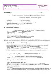 English Worksheet: Fist quiz for First Year Bac students in Morocco.