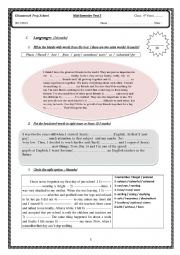 English Worksheet: mid term english test