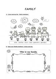 English Worksheet: FAMILY and ANIMALS