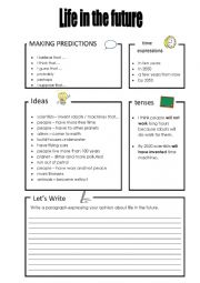 English Worksheet: Life in the future -  writing practice - ideas 