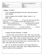 English Worksheet: 7th midterm test 1