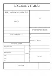 English Worksheet: One Page Newspaper Template