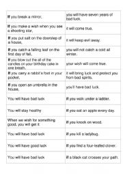English Worksheet: If conditionals superstitions