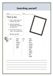 English Worksheet: Describing Yourself