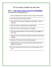 English Worksheet: The History of Modern Santa Claus