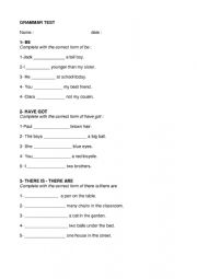 English Worksheet: GRAMMAR TEST 