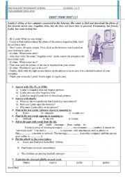 English Worksheet: First term test 1st year classes