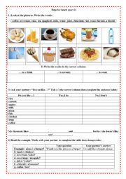 English Worksheet: Time for lunch (part 2)