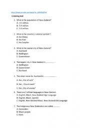 English Worksheet: New Zealand listening test