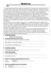 English Worksheet: reading test