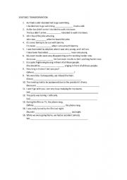 English Worksheet: Sentence transformation B1 