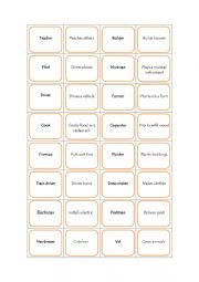 English Worksheet: Jobs- memory game