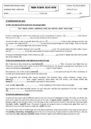 English Worksheet: mid term test 1 8th form Gabes pioneer school