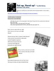 English Worksheet: Get Up, Stand Up! - Bob Marley Worksheet