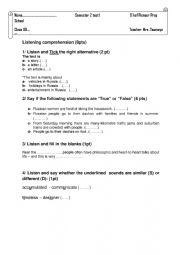 English Worksheet: 8th form test