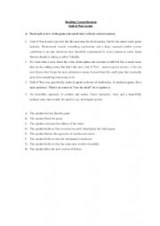 English Worksheet: God of War reading comprehension