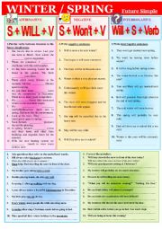 English Worksheet: Grammar - Next winter/spring in the FUTURE SIMPLE with will  
