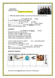 English Worksheet: Radioactive Imagine Dragons  Present Continuous