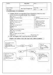 English Worksheet: Mid -term Test N 1 ( 7 th from)