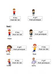 English Worksheet: A boy or a girl