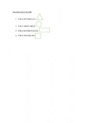 English Worksheet: SHAPES AND COLOURS