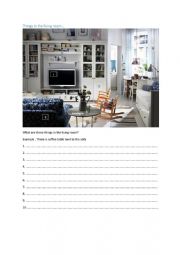 English Worksheet: things in the living room