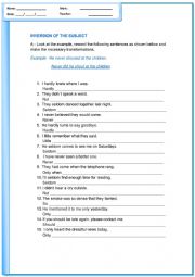 English Worksheet: Inversion