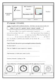 English Worksheet: Mid -Semester 1 Test N  2