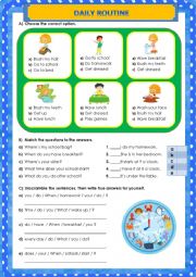 English Worksheet: Daily Routines