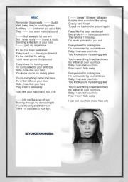 English Worksheet: Beyonce Halo (Past Simple)