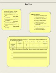 English Worksheet: Revision of there is/are, have got and can