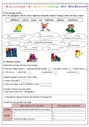 English Worksheet: My First Day At School