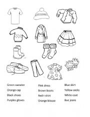 English Worksheet: clothes and colors