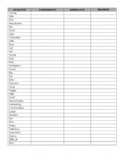 English Worksheet: Superlative and comparative adjectives 